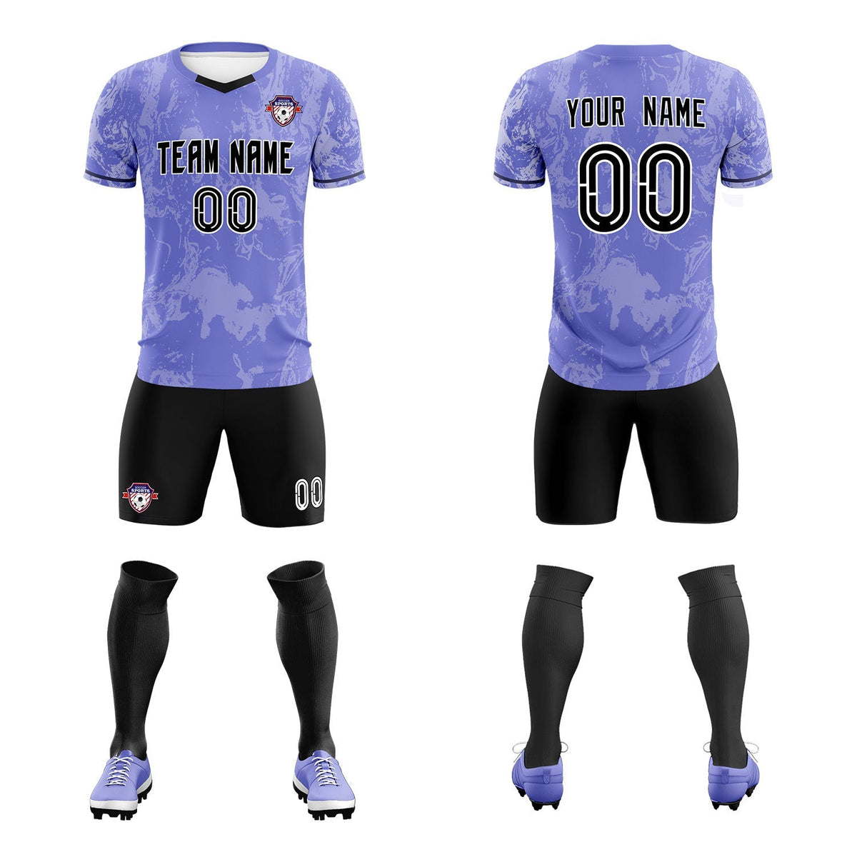Custom Purple Classic Graffiti Pattern Sportswear Football Kit Jersey