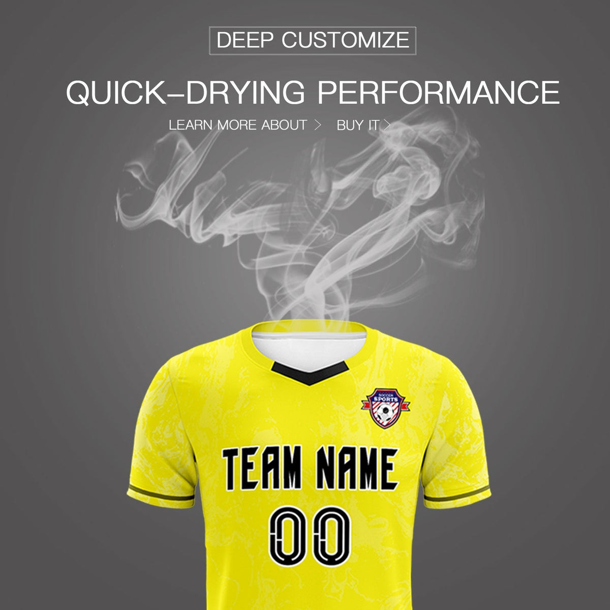Custom Yellow Classic Graffiti Pattern Sportswear Soccer Tops/Sets Jersey