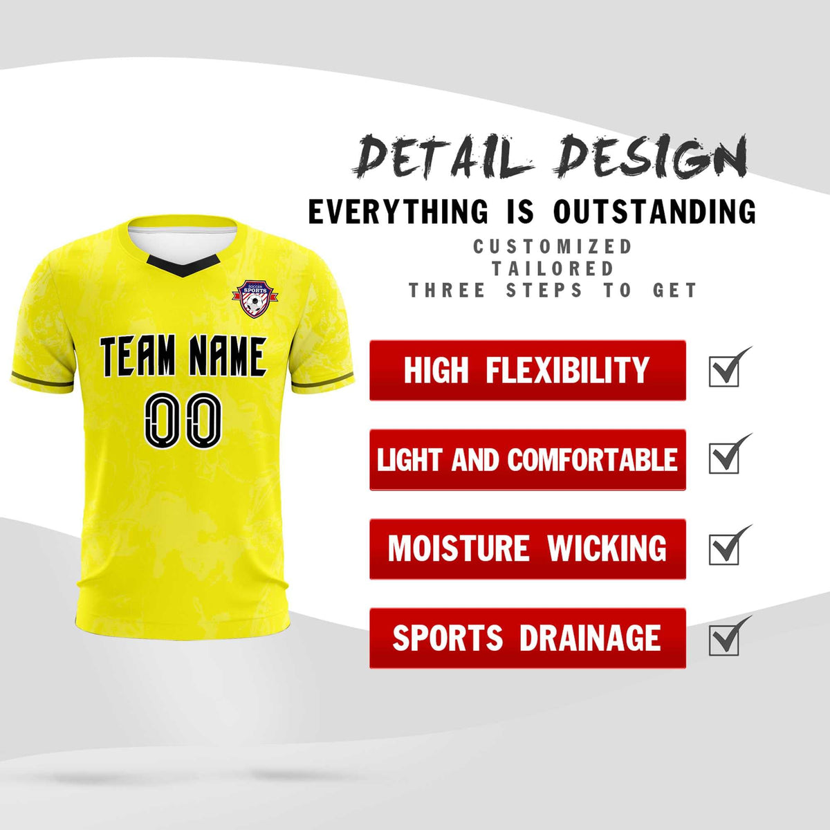 Custom Yellow Classic Graffiti Pattern Sportswear Football Kit Jersey