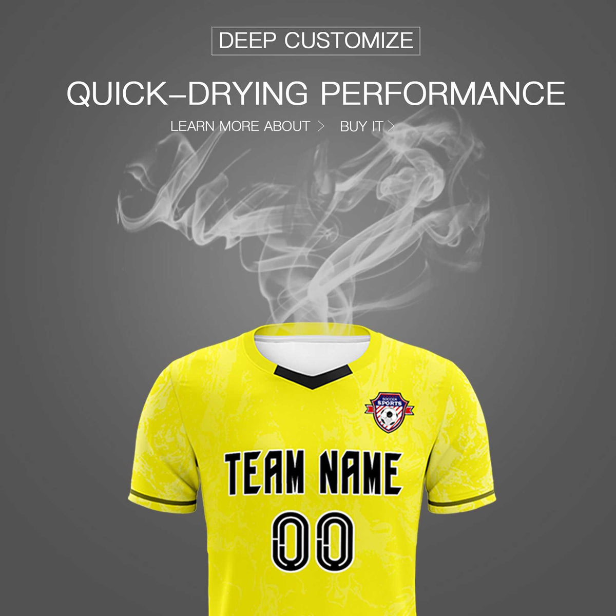 Custom Yellow Classic Graffiti Pattern Sportswear Football Kit Jersey