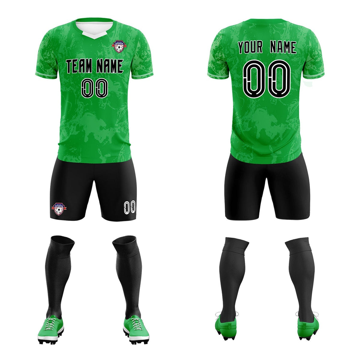 Custom Kelly Green Classic Graffiti Pattern Sportswear Soccer Tops/Sets Jersey