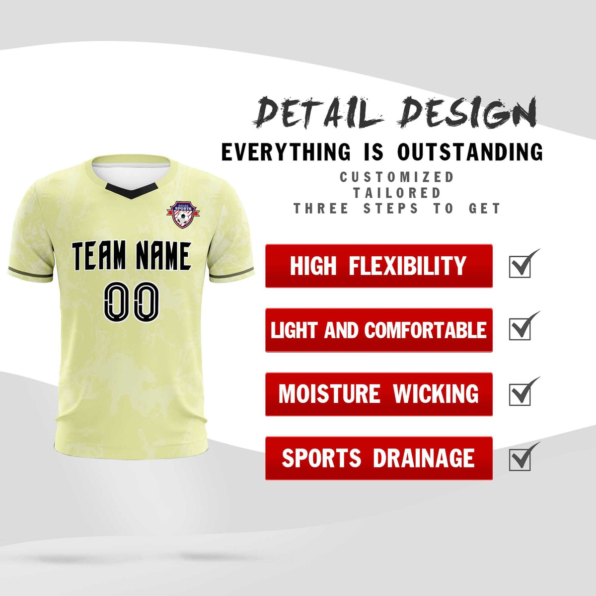 Custom Cream Classic Graffiti Pattern Sportswear Soccer Tops/Sets Jersey