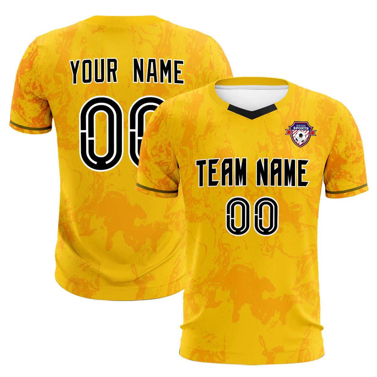Custom Gold Classic Graffiti Pattern Sportswear Soccer Tops/Sets Jersey
