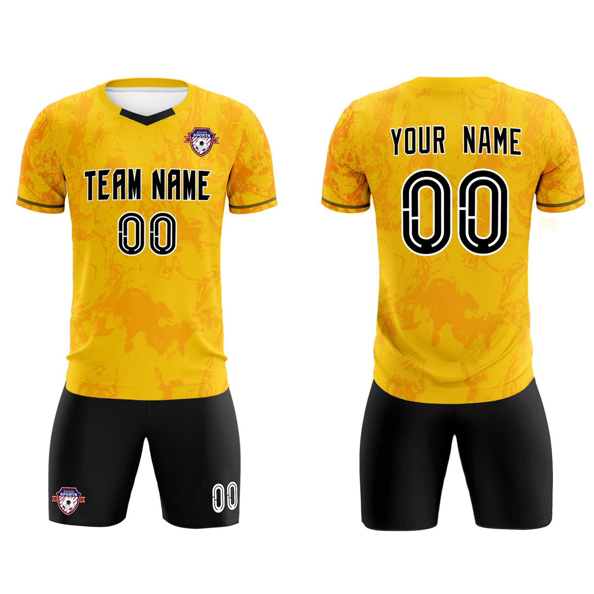 Custom Gold Classic Graffiti Pattern Sportswear Football Kit Jersey