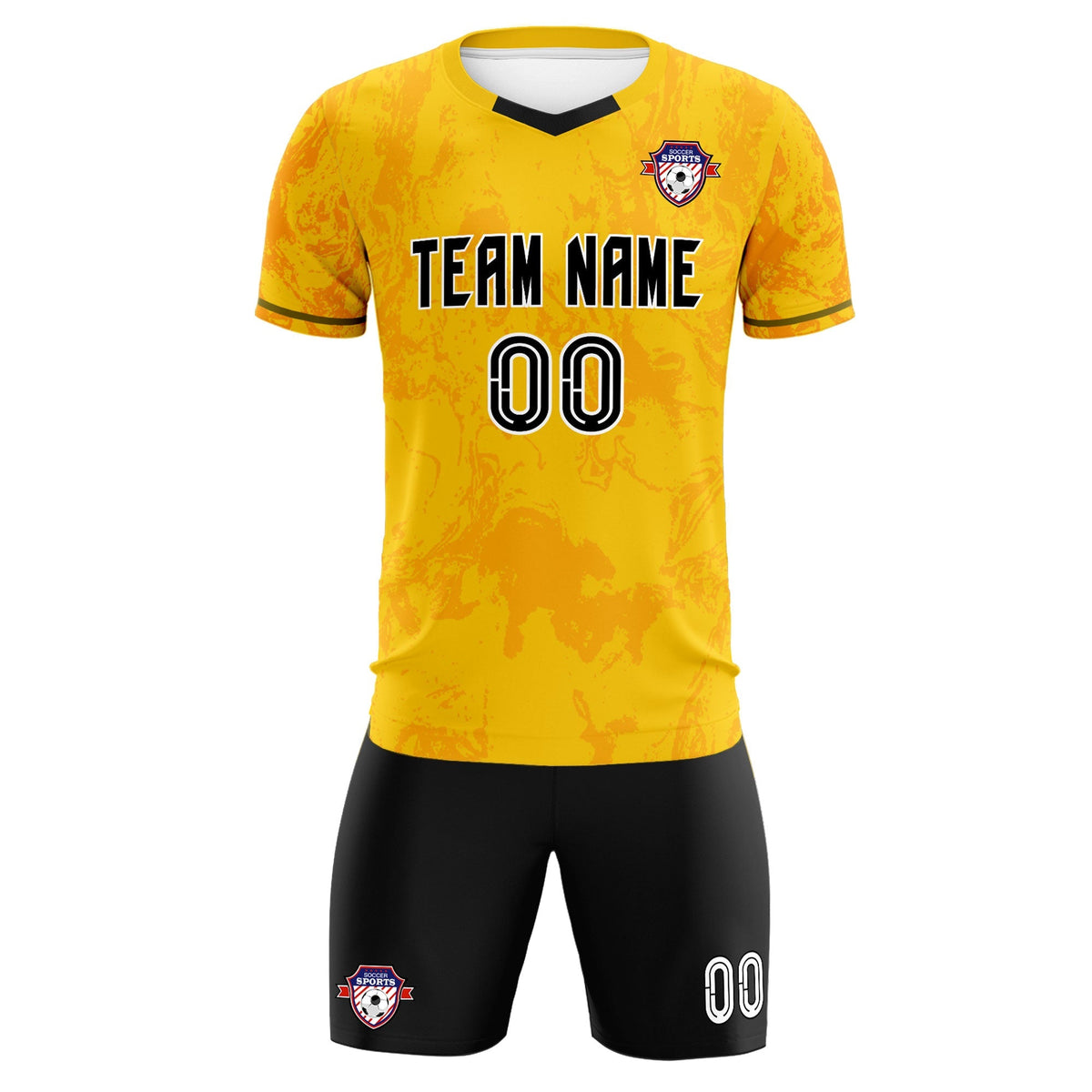 Custom Gold Classic Graffiti Pattern Sportswear Football Kit Jersey