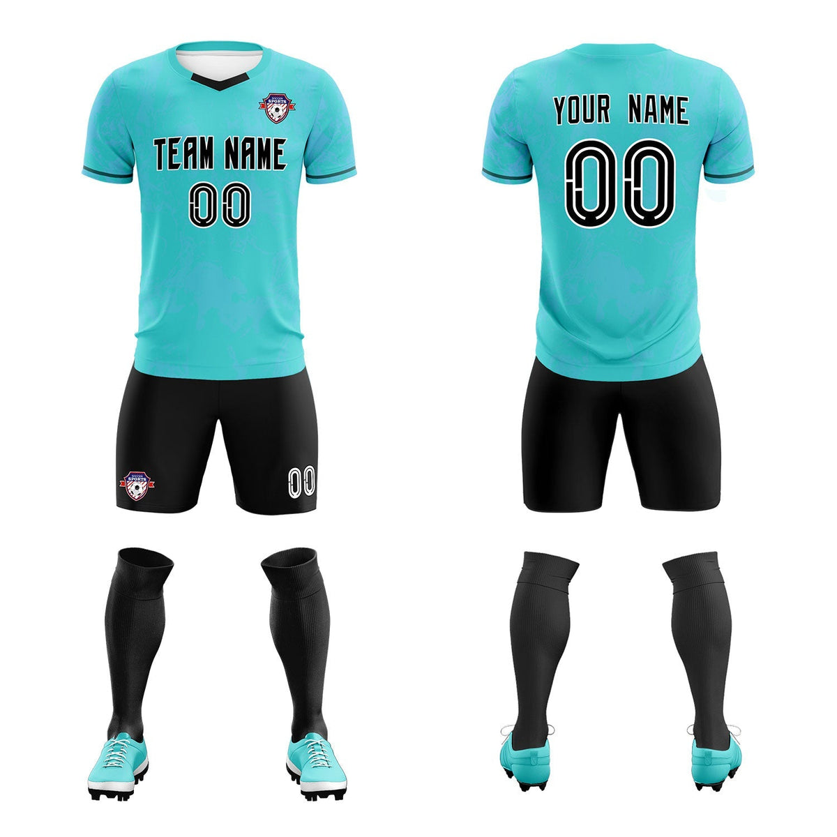 Custom Sky Blue Classic Graffiti Pattern Sportswear Soccer Tops/Sets Jersey