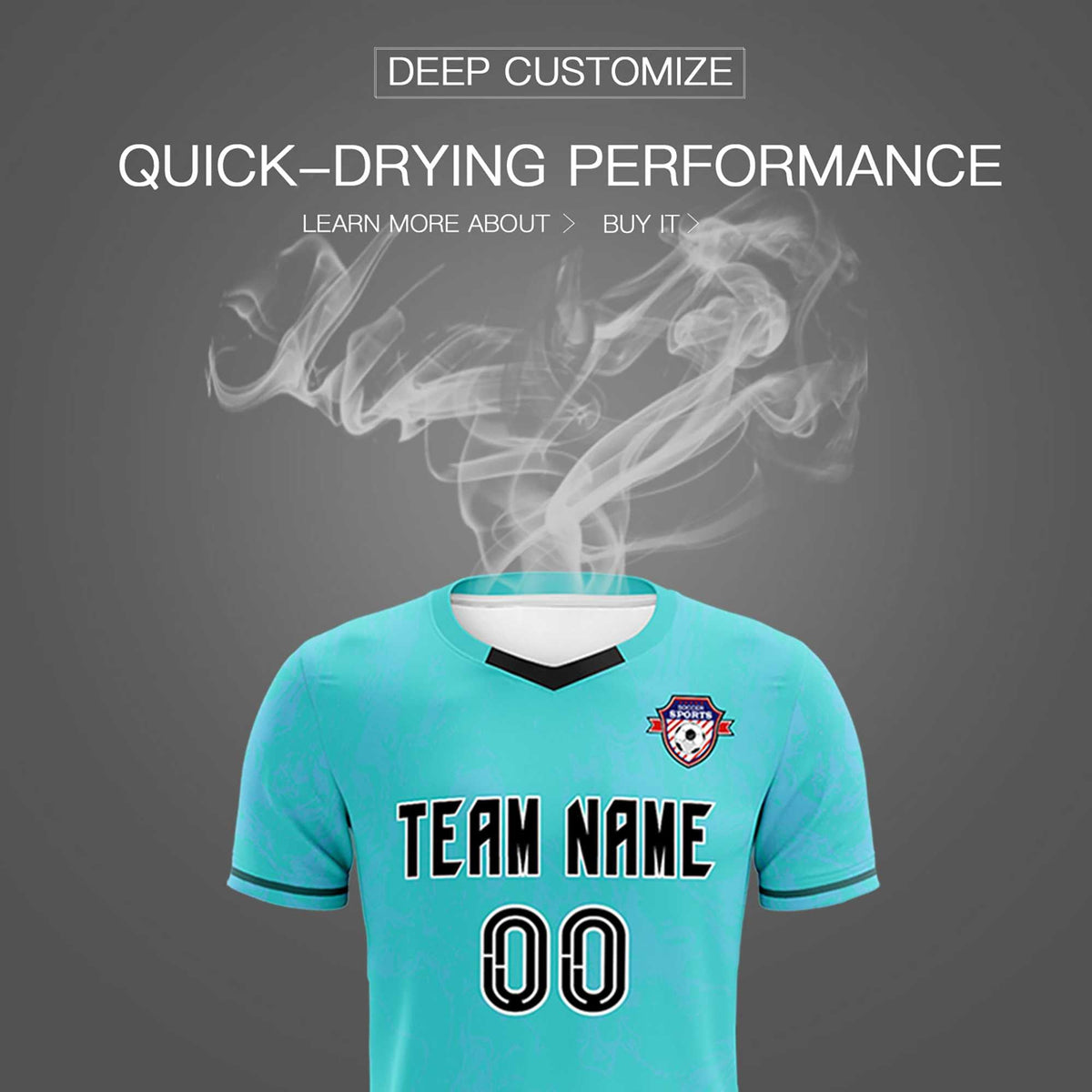 Custom Sky Blue Classic Graffiti Pattern Sportswear Soccer Tops/Sets Jersey