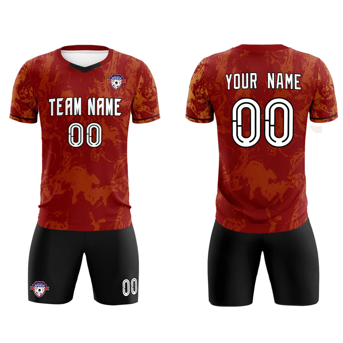 Custom Crimson Classic Graffiti Pattern Sportswear Soccer Tops/Sets Jersey