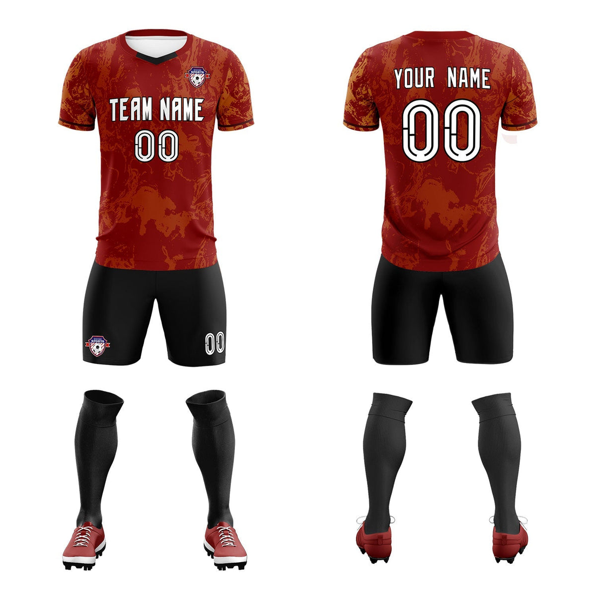 Custom Crimson Classic Graffiti Pattern Sportswear Soccer Tops/Sets Jersey