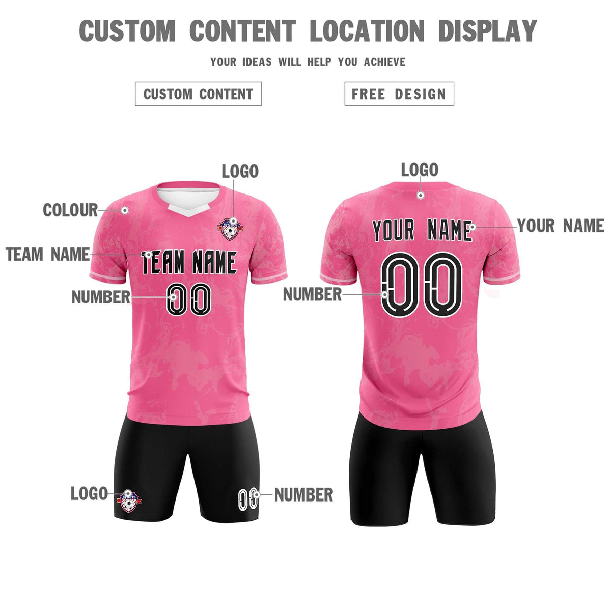 Custom Pink Classic Graffiti Pattern Sportswear Soccer Tops/Sets Jersey