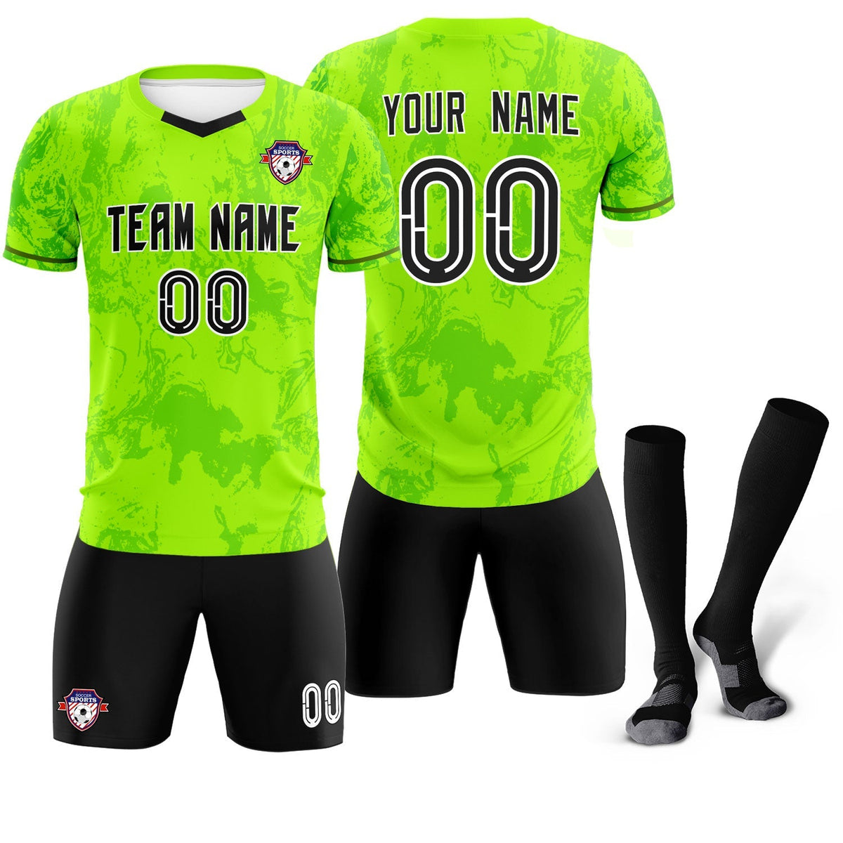 Custom Kelly Green Classic Graffiti Pattern Sportswear Soccer Tops/Sets Jersey