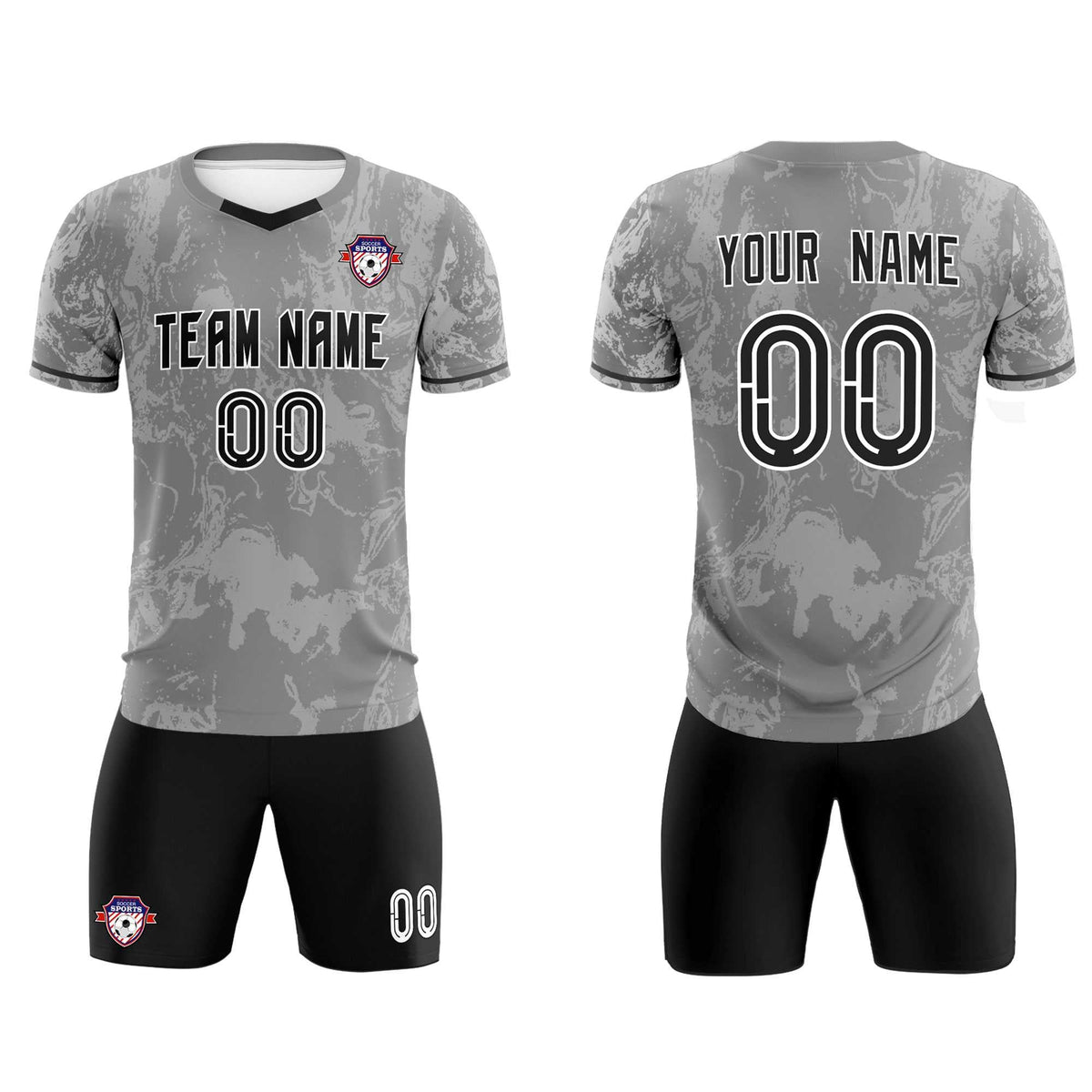 Custom Gray Classic Graffiti Pattern Sportswear Soccer Tops/Sets Jersey