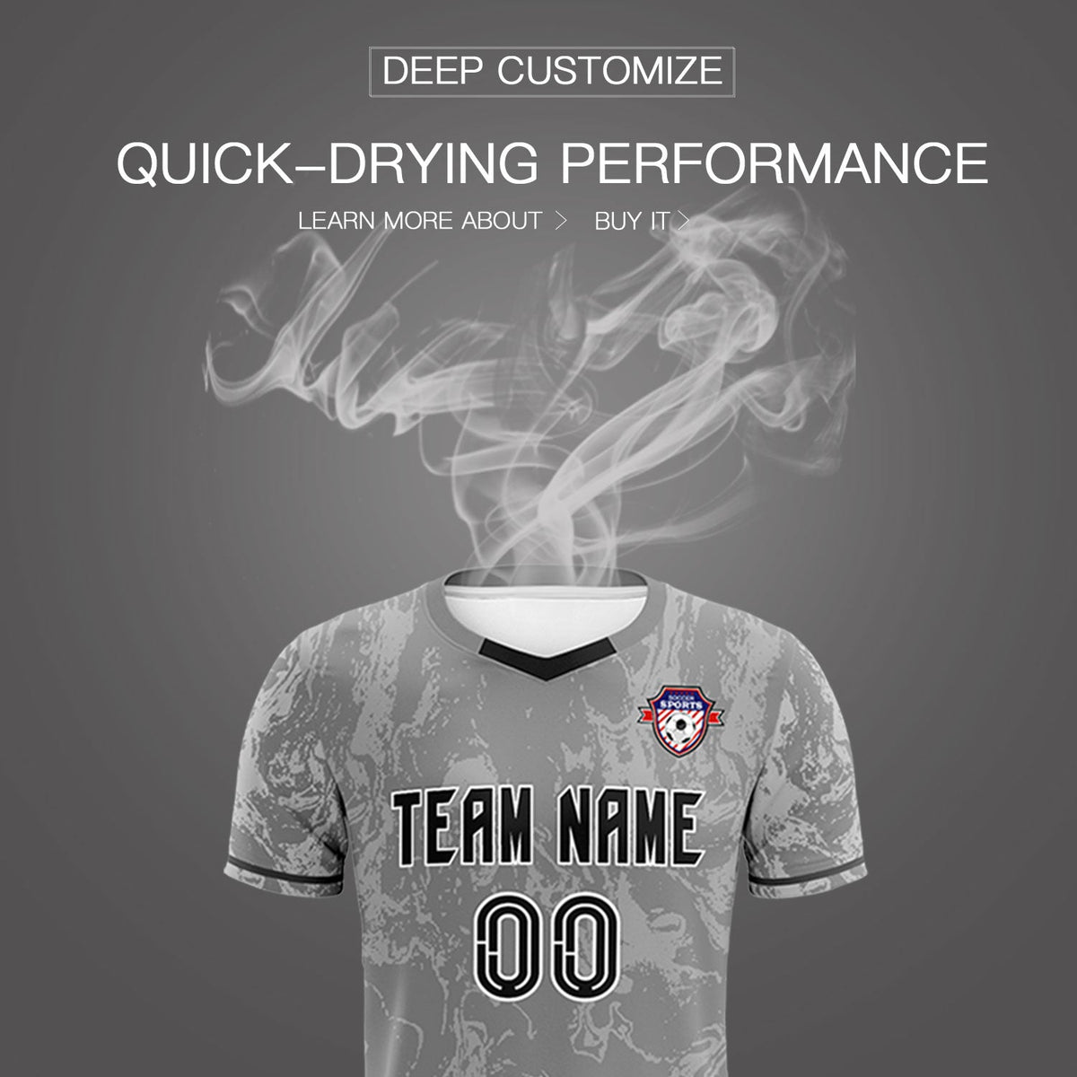 Custom Gray Classic Graffiti Pattern Sportswear Football Kit Jersey