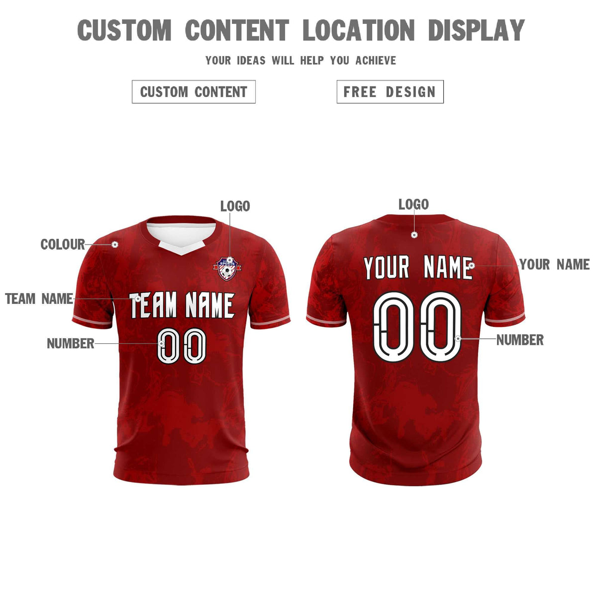 Custom Crimson Classic Graffiti Pattern Sportswear Soccer Tops/Sets Jersey