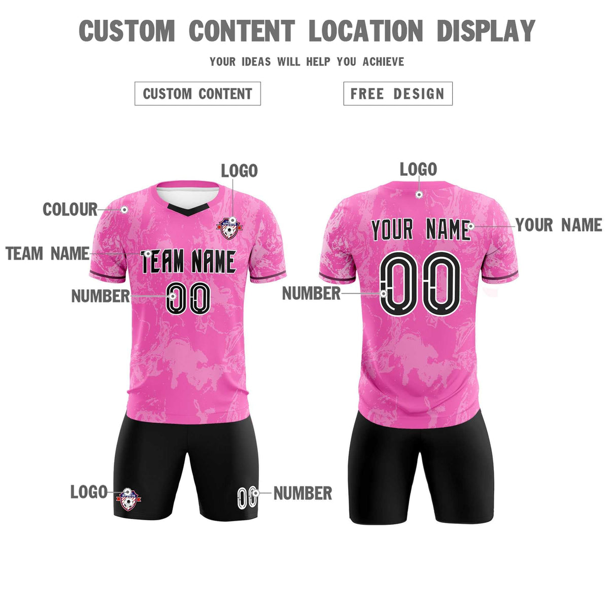 Custom Pink Classic Graffiti Pattern Sportswear Football Kit Jersey