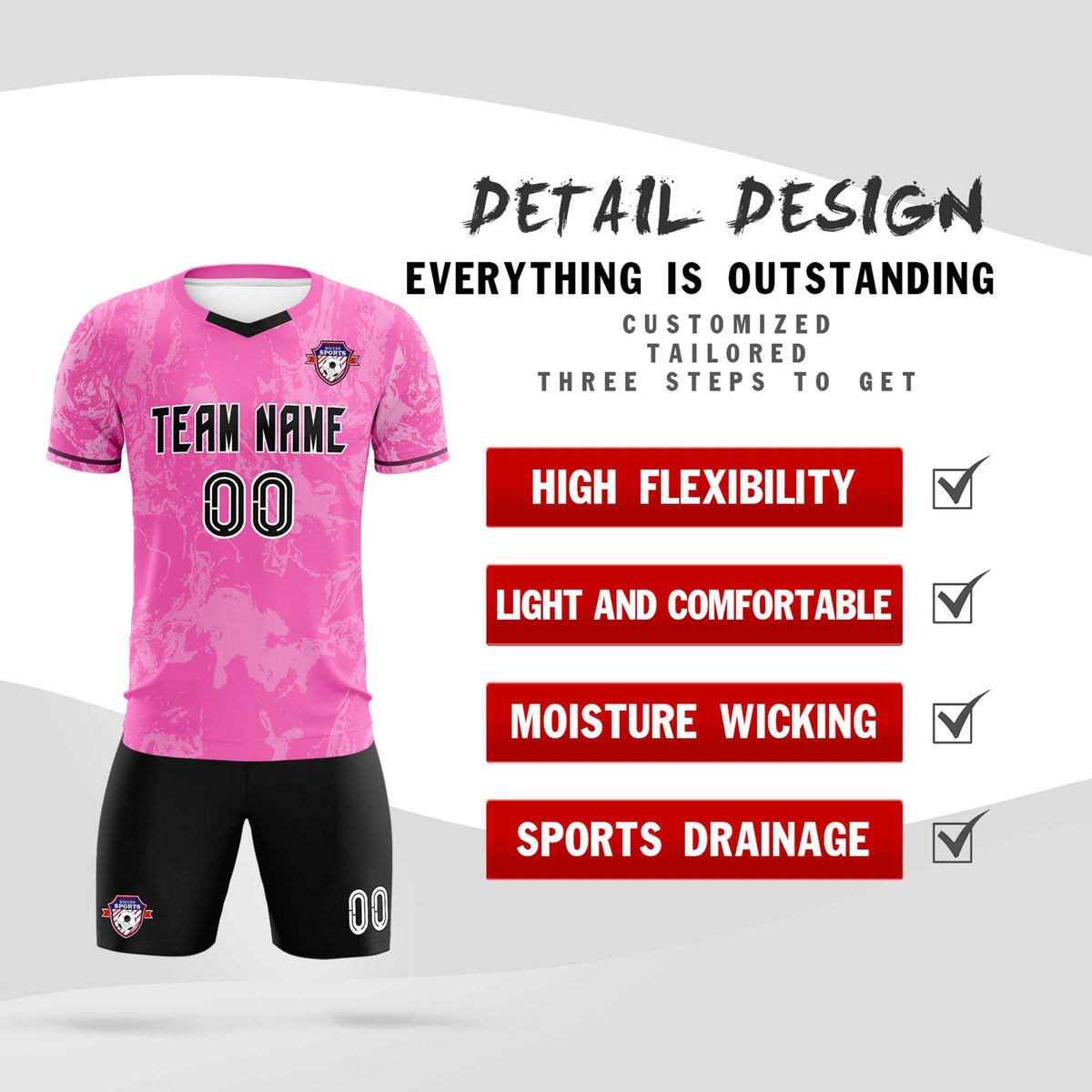 Custom Pink Classic Graffiti Pattern Sportswear Football Kit Jersey