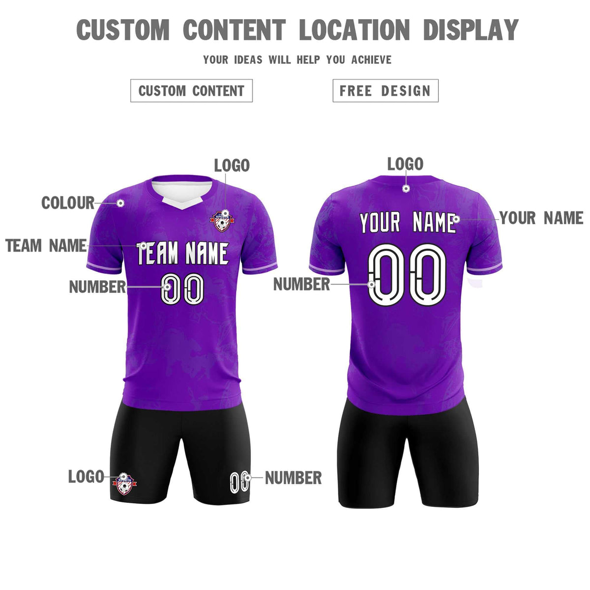Custom Purple Classic Graffiti Pattern Sportswear Football Kit Jersey