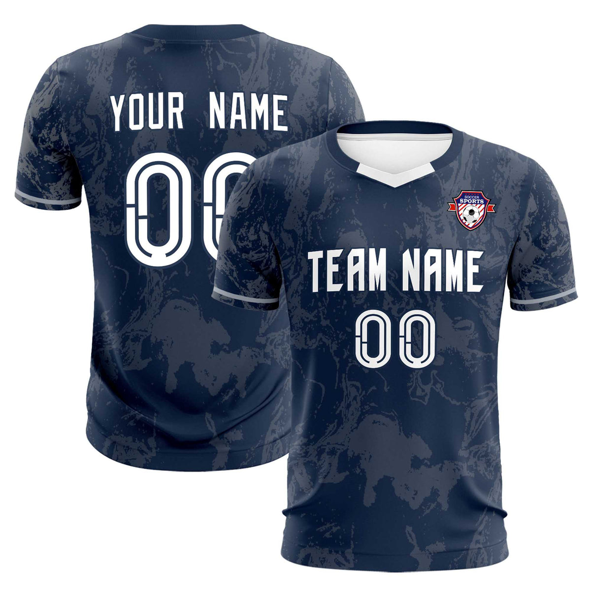 Custom Navy Classic Graffiti Pattern Sportswear Soccer Tops/Sets Jersey