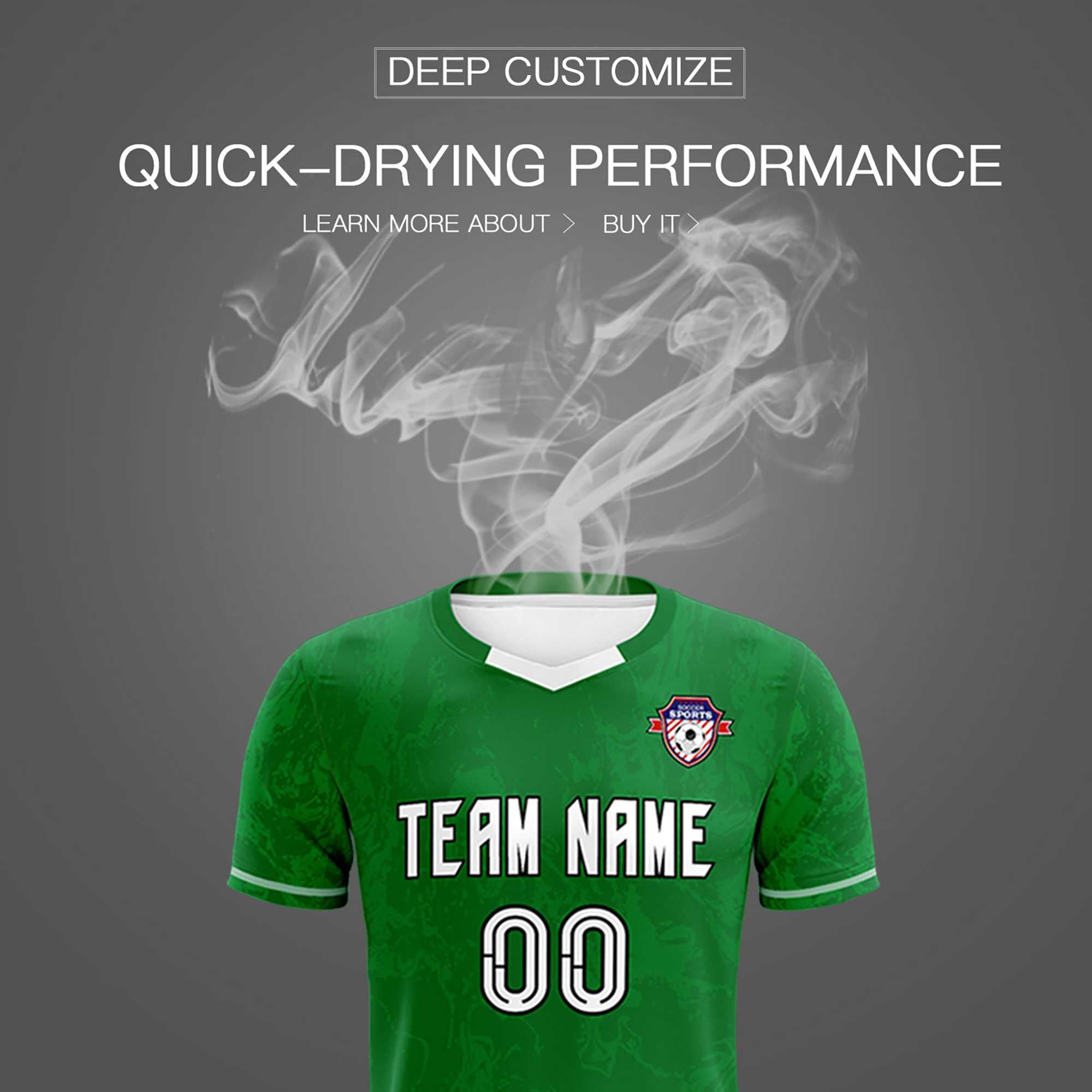 Custom Kelly Green Classic Graffiti Pattern Sportswear Soccer Tops/Sets Jersey