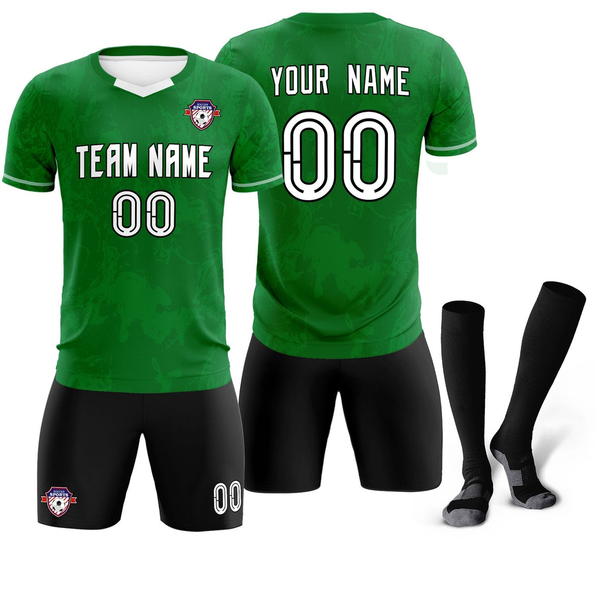Custom Kelly Green Classic Graffiti Pattern Sportswear Soccer Tops/Sets Jersey