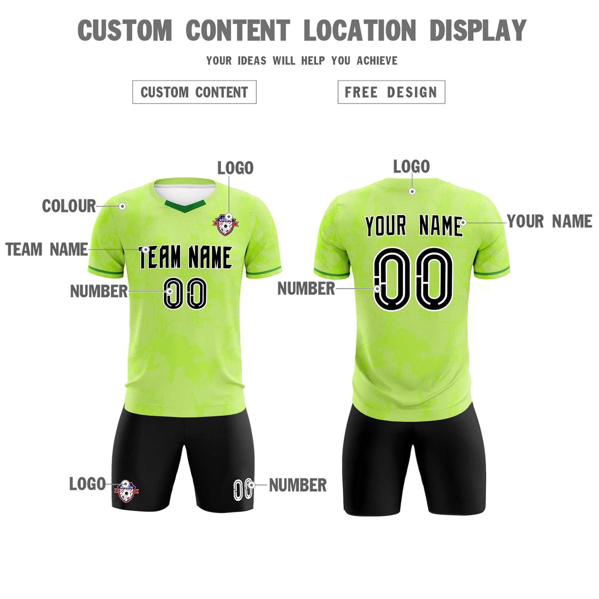 Custom Green Classic Graffiti Pattern Sportswear Football Kit Jersey