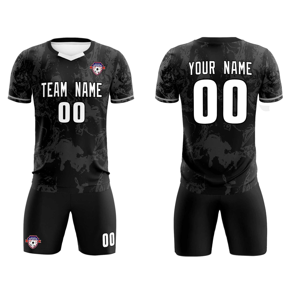 Custom Black Classic Graffiti Pattern Sportswear Football Kit Jersey