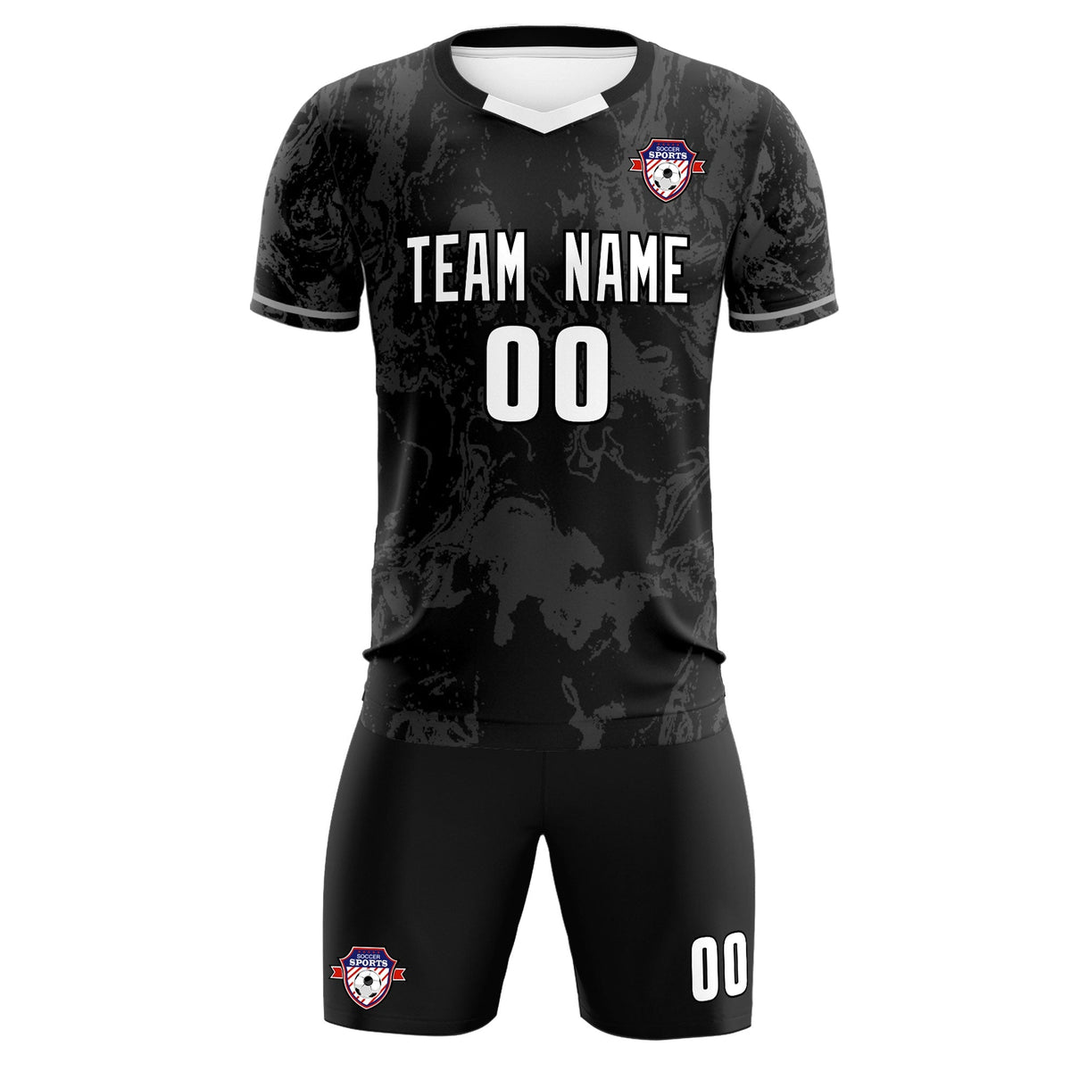 Custom Black Classic Graffiti Pattern Sportswear Soccer Tops/Sets Jersey