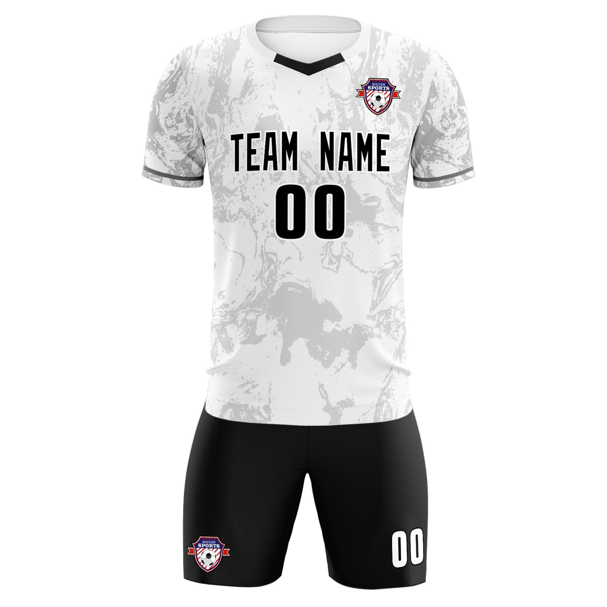 Custom White Classic Graffiti Pattern Sportswear Soccer Tops/Sets Jersey