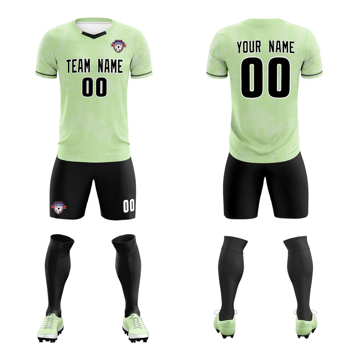 Custom Green Classic Graffiti Pattern Sportswear Football Kit Jersey