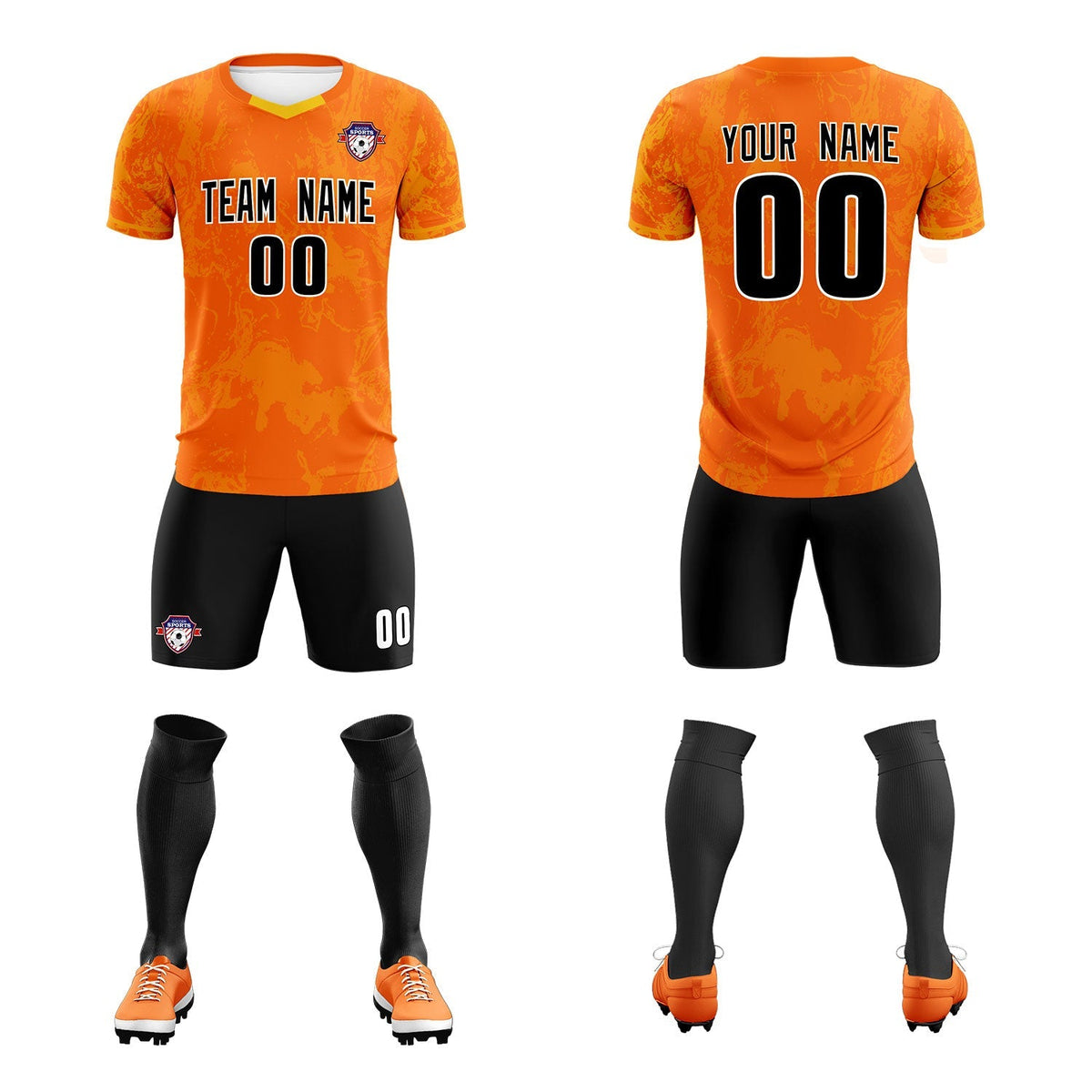 Custom Orange Classic Graffiti Pattern Sportswear Football Kit Jersey