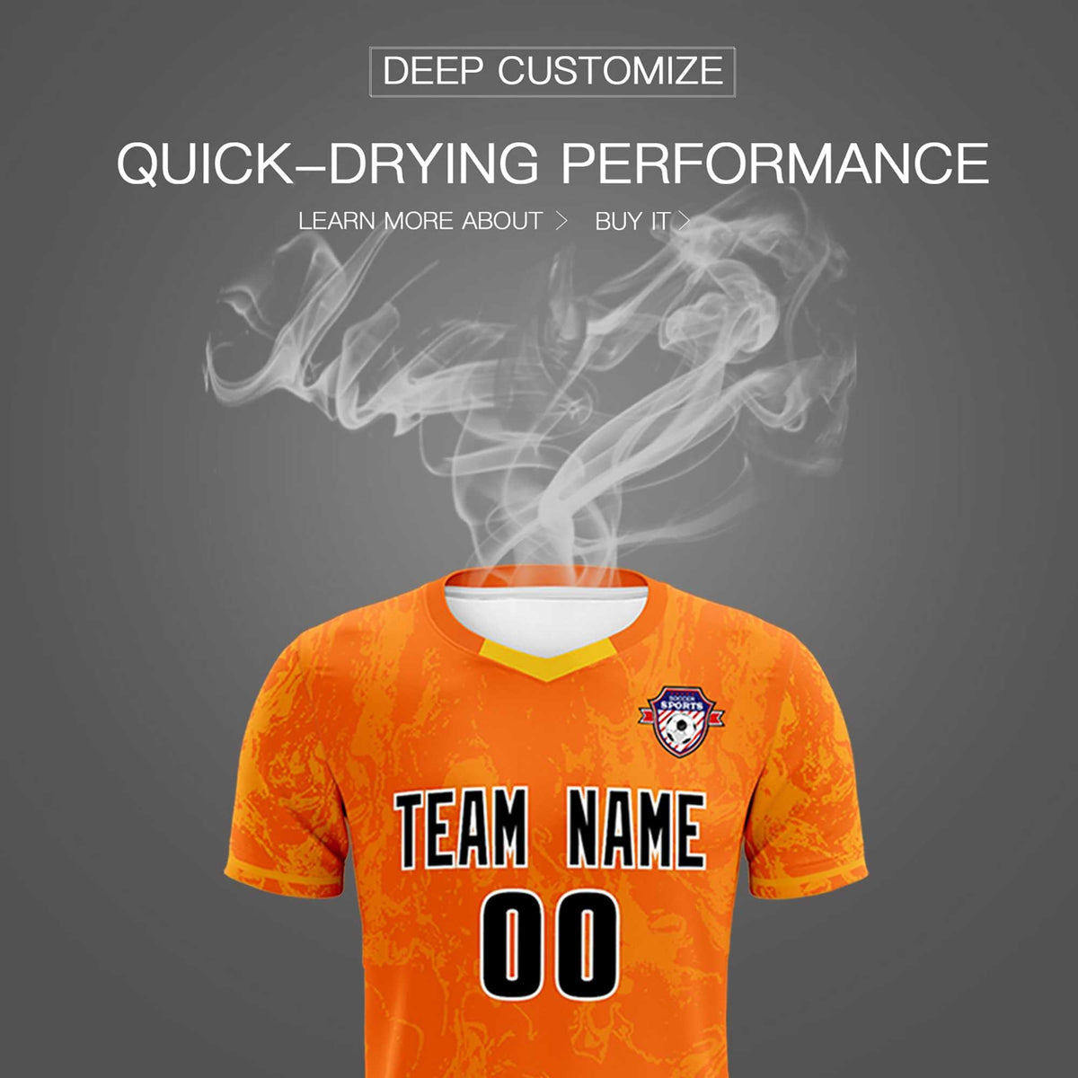 Custom Orange Classic Graffiti Pattern Sportswear Soccer Tops/Sets Jersey