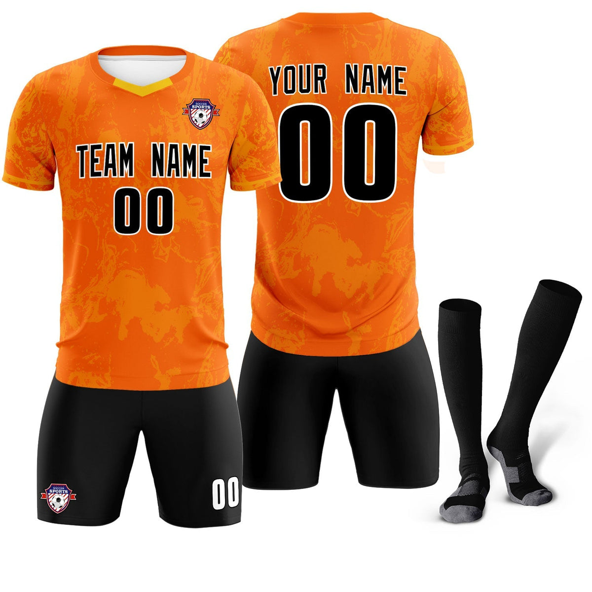 Custom Orange Classic Graffiti Pattern Sportswear Football Kit Jersey