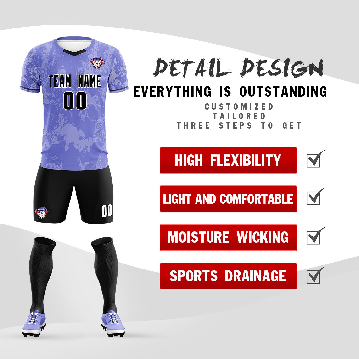 Custom Purple Classic Graffiti Pattern Sportswear Soccer Tops/Sets Jersey