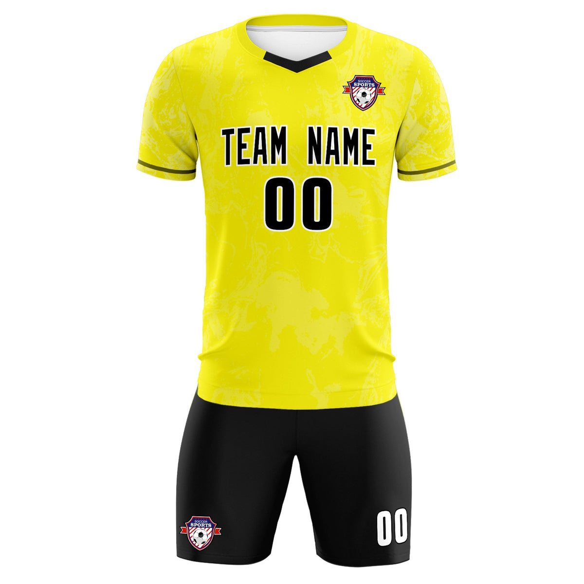 Custom Yellow Classic Graffiti Pattern Sportswear Football Kit Jersey