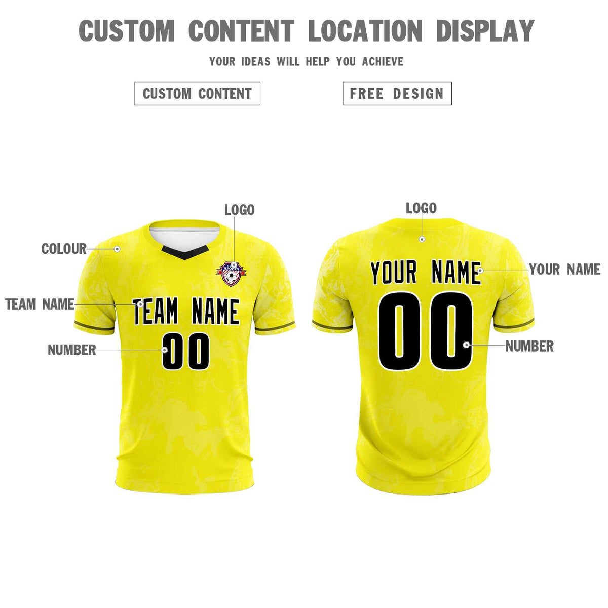 Custom Yellow Classic Graffiti Pattern Sportswear Football Kit Jersey