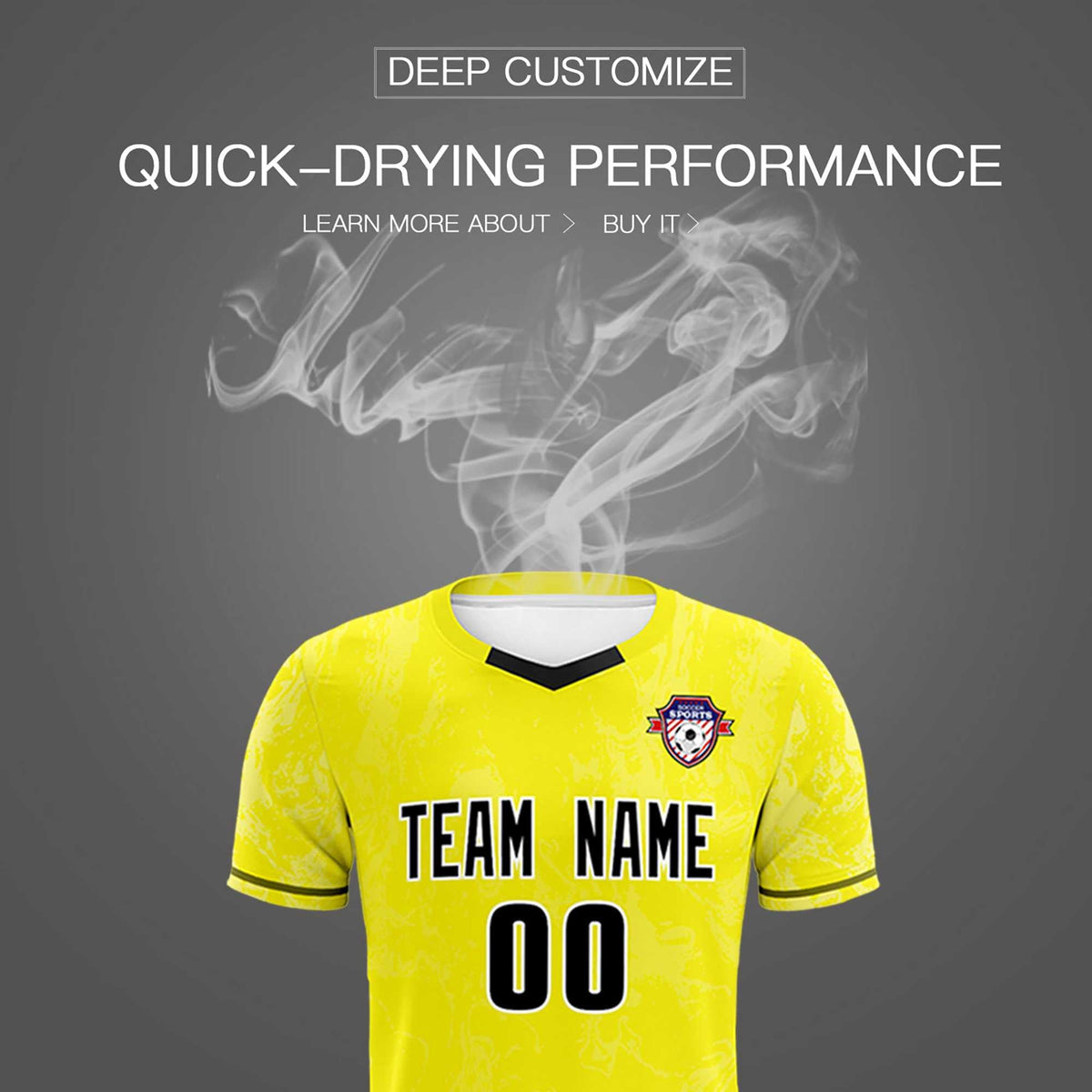 Custom Yellow Classic Graffiti Pattern Sportswear Football Kit Jersey