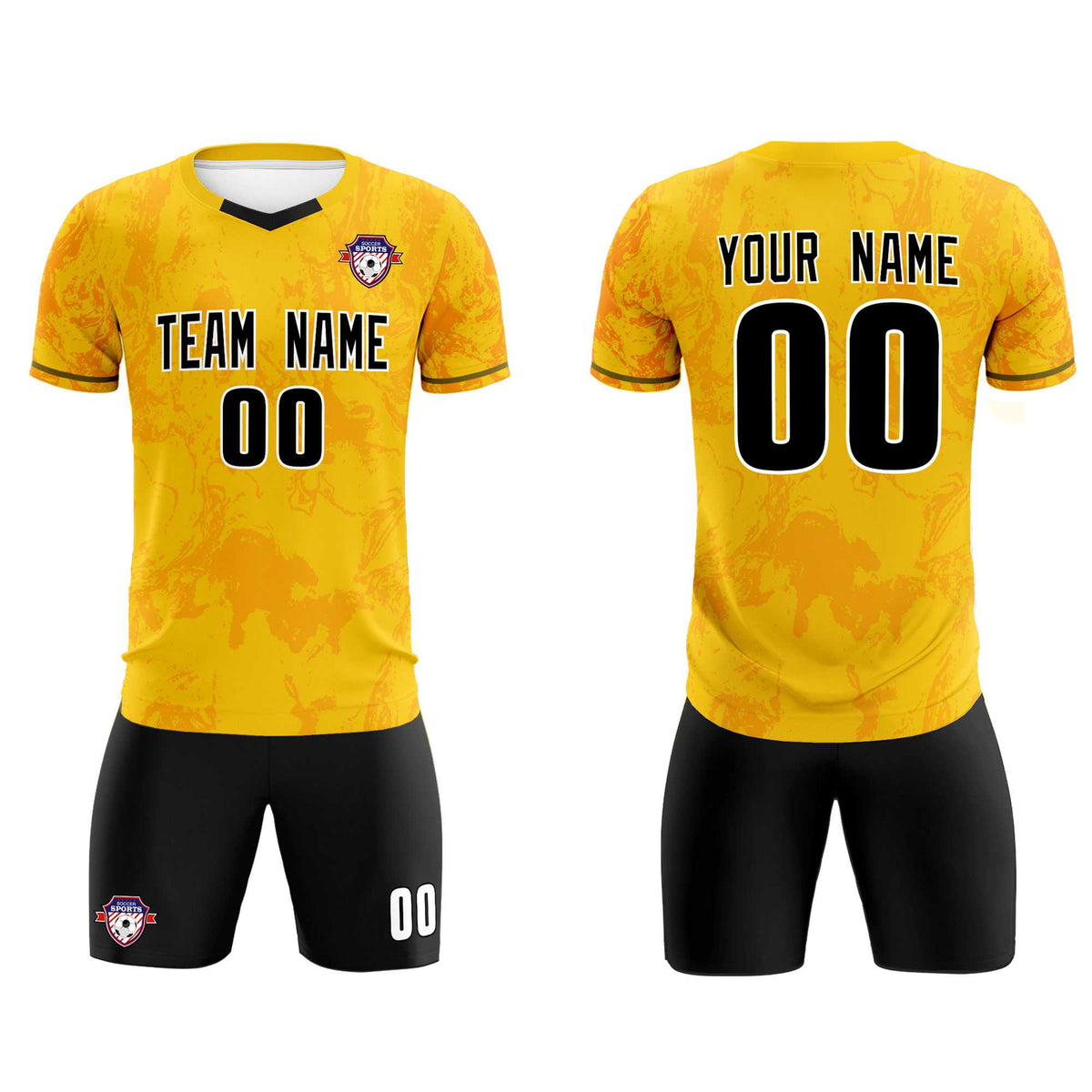 Custom Gold Classic Graffiti Pattern Sportswear Football Kit Jersey