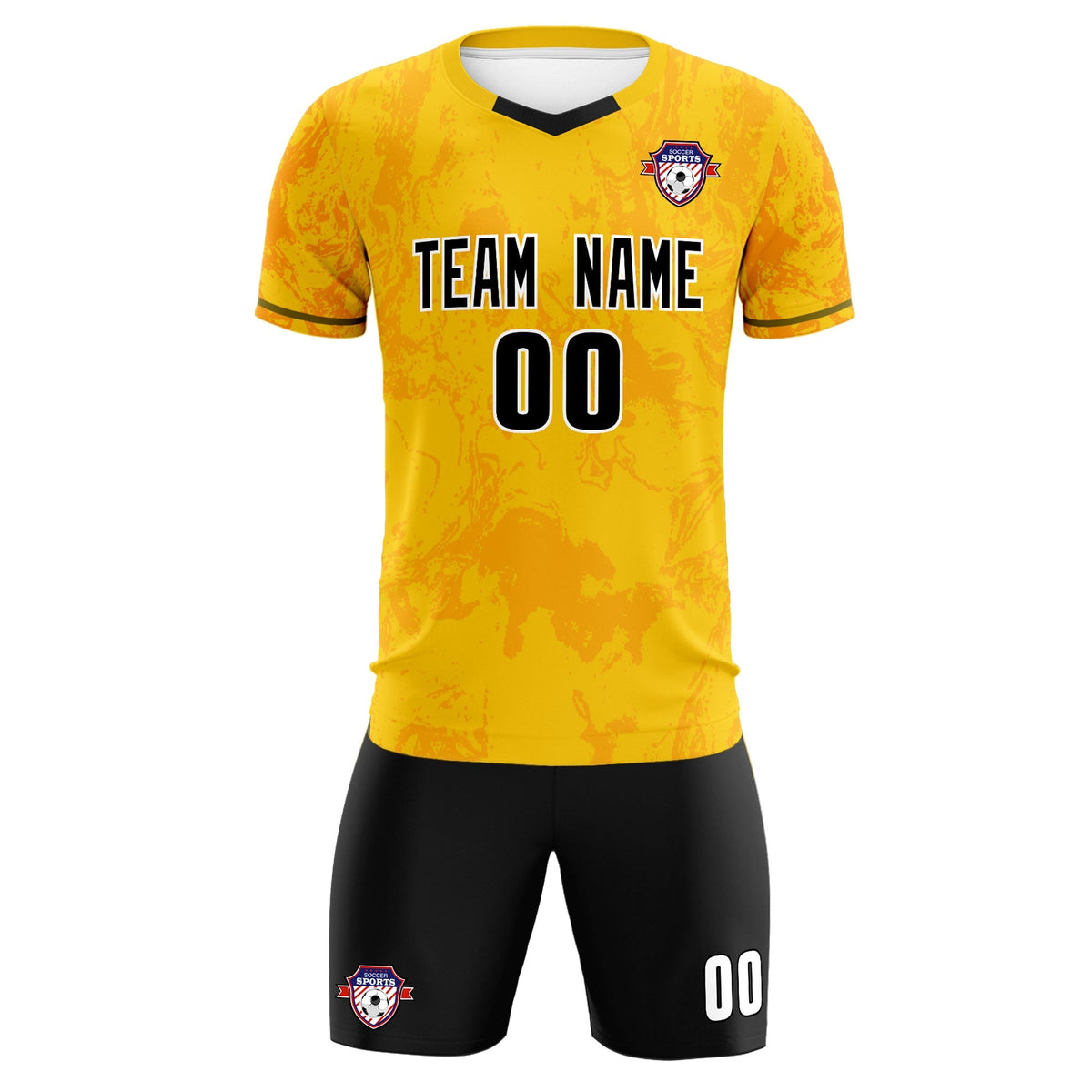 Custom Gold Classic Graffiti Pattern Sportswear Football Kit Jersey