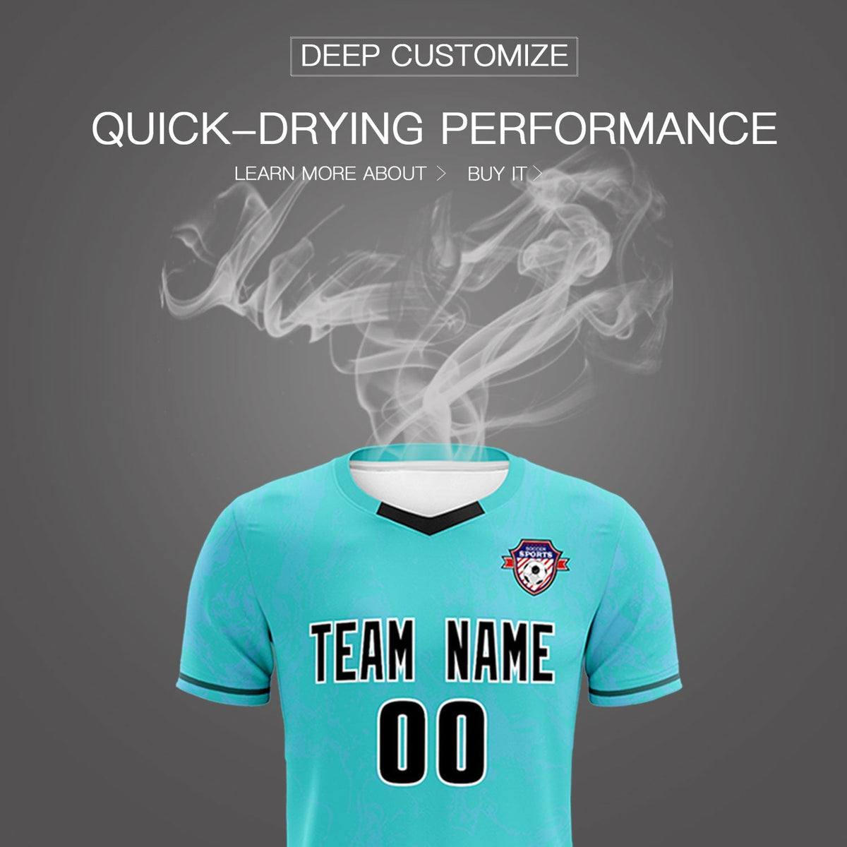 Custom Sky Blue Classic Graffiti Pattern Sportswear Soccer Tops/Sets Jersey
