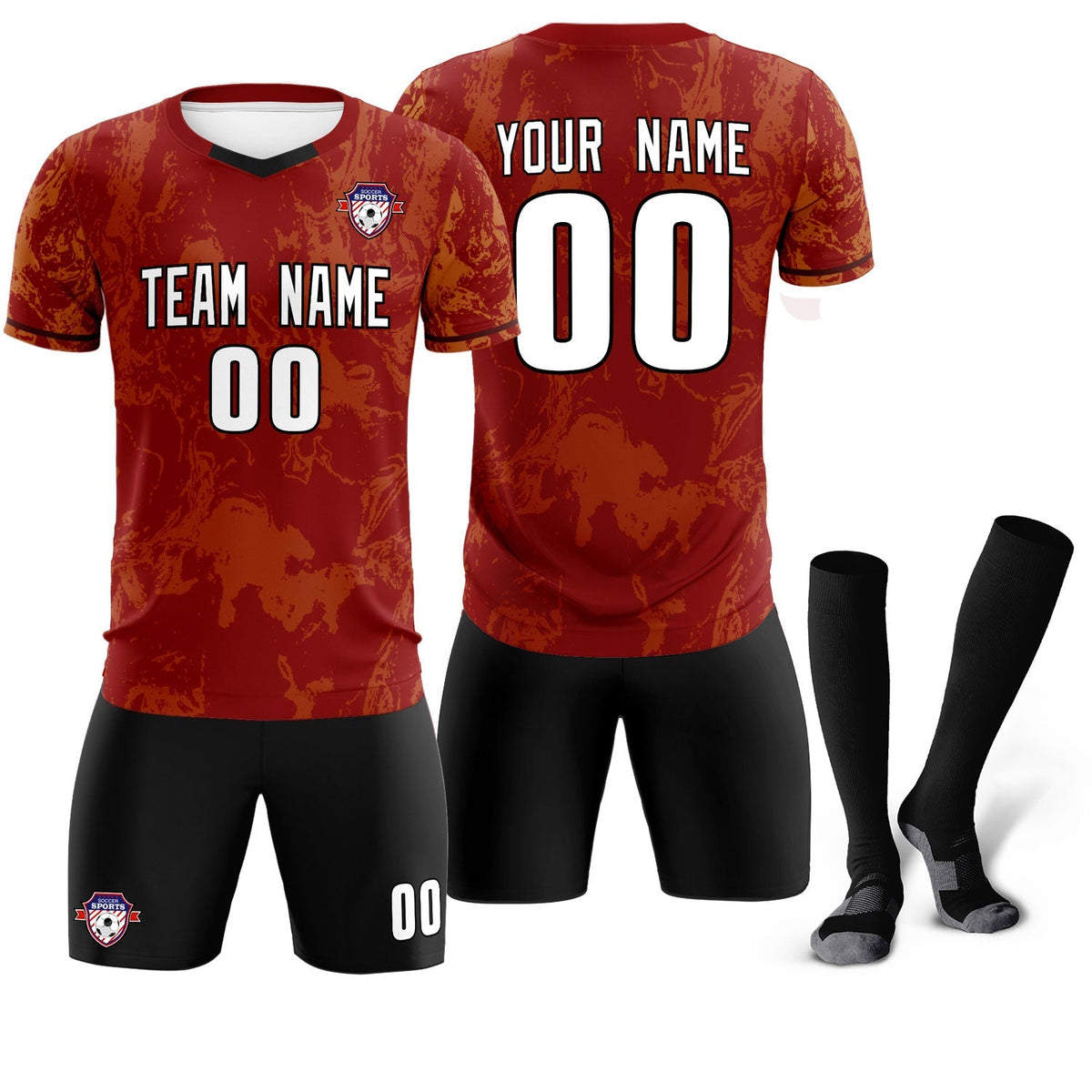 Custom Crimson Classic Graffiti Pattern Sportswear Soccer Tops/Sets Jersey