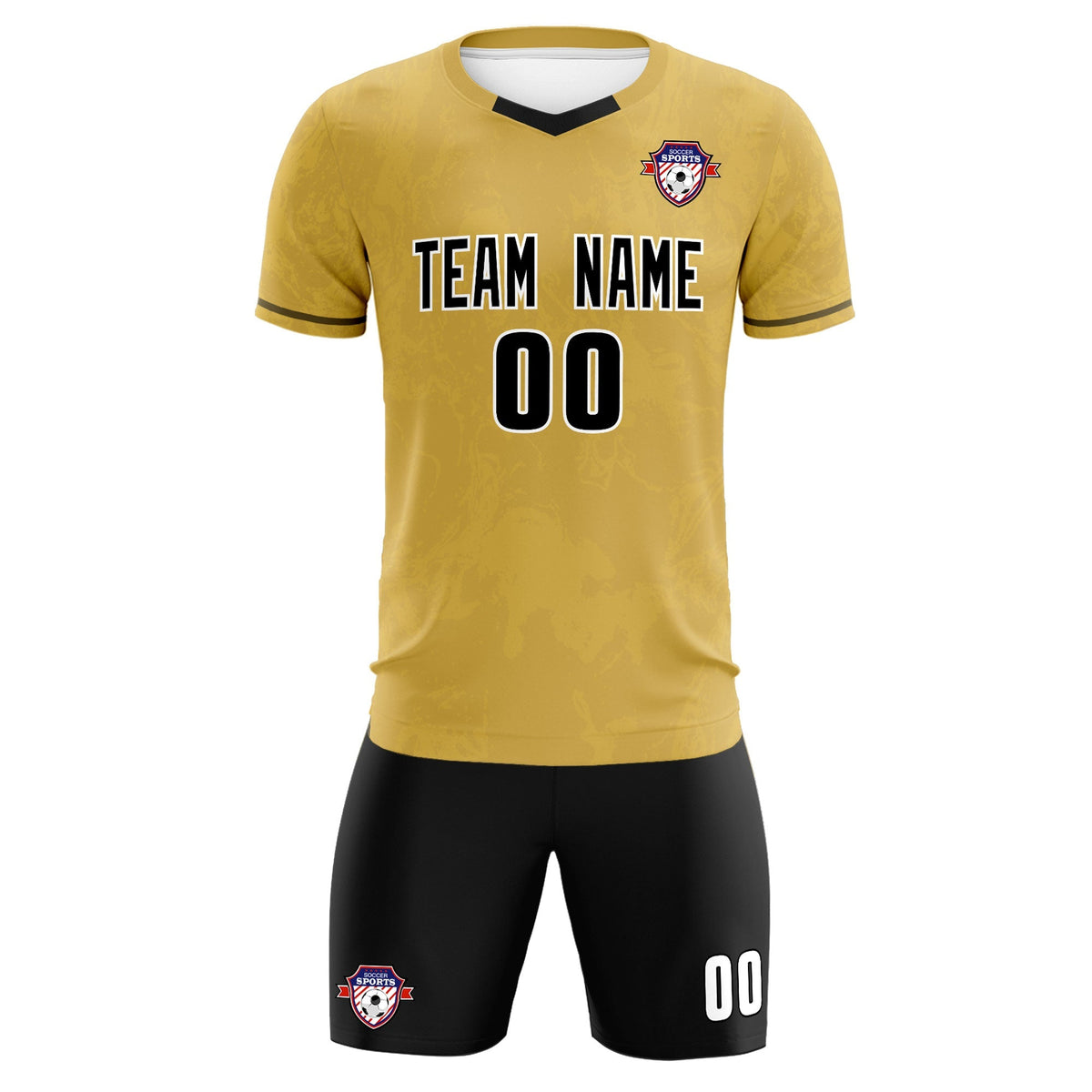 Custom Old Gold Classic Graffiti Pattern Sportswear Soccer Tops/Sets Jersey