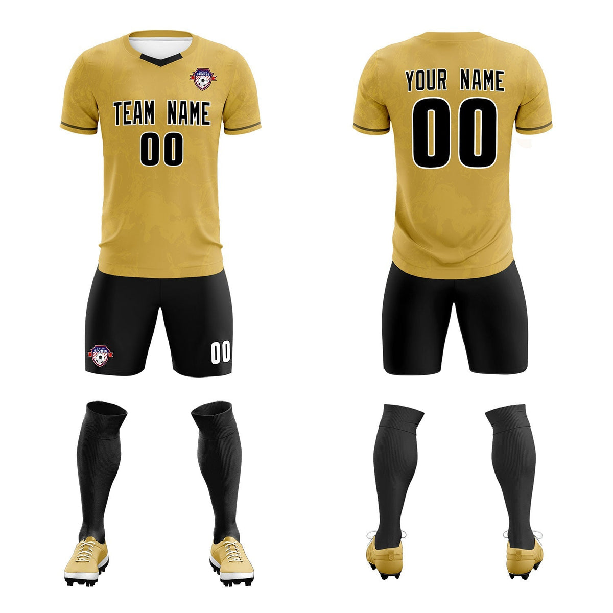 Custom Old Gold Classic Graffiti Pattern Sportswear Soccer Tops/Sets Jersey