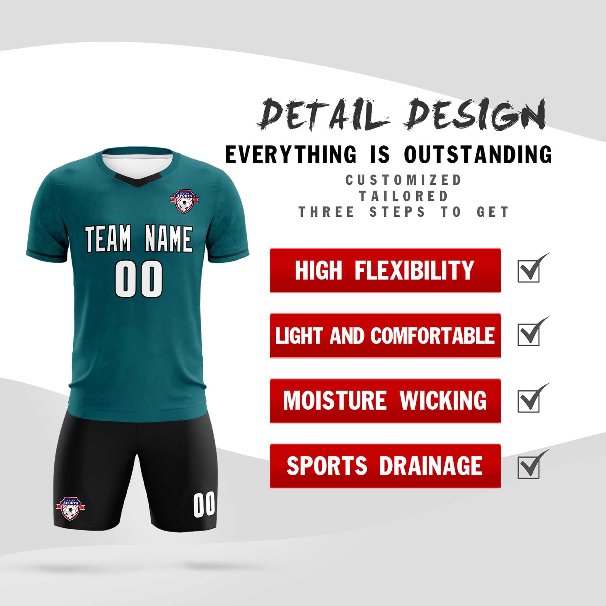 Custom Midnight Green Classic Graffiti Pattern Sportswear Soccer Tops/Sets Jersey