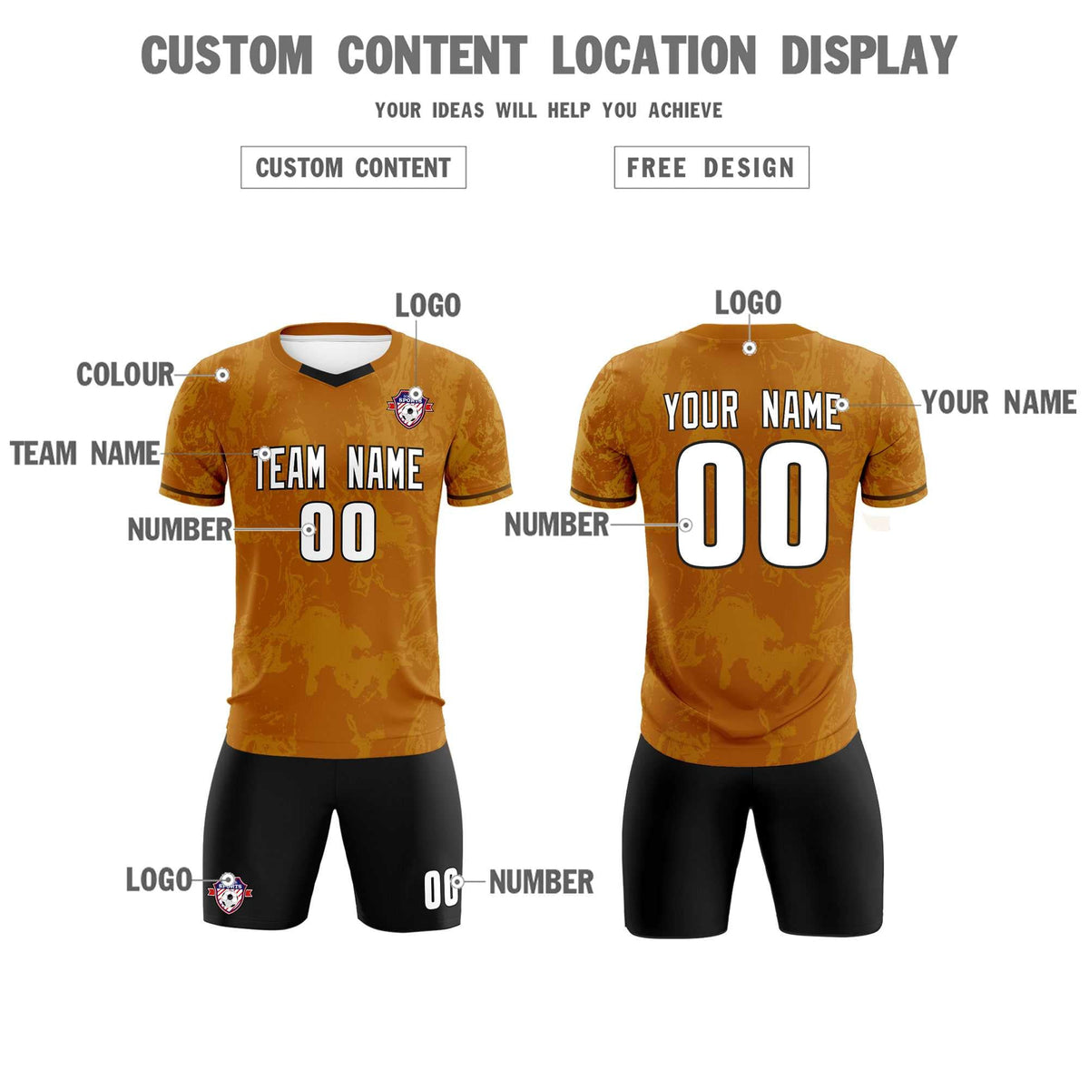 Custom Khaki Classic Graffiti Pattern Sportswear Soccer Tops/Sets Jersey
