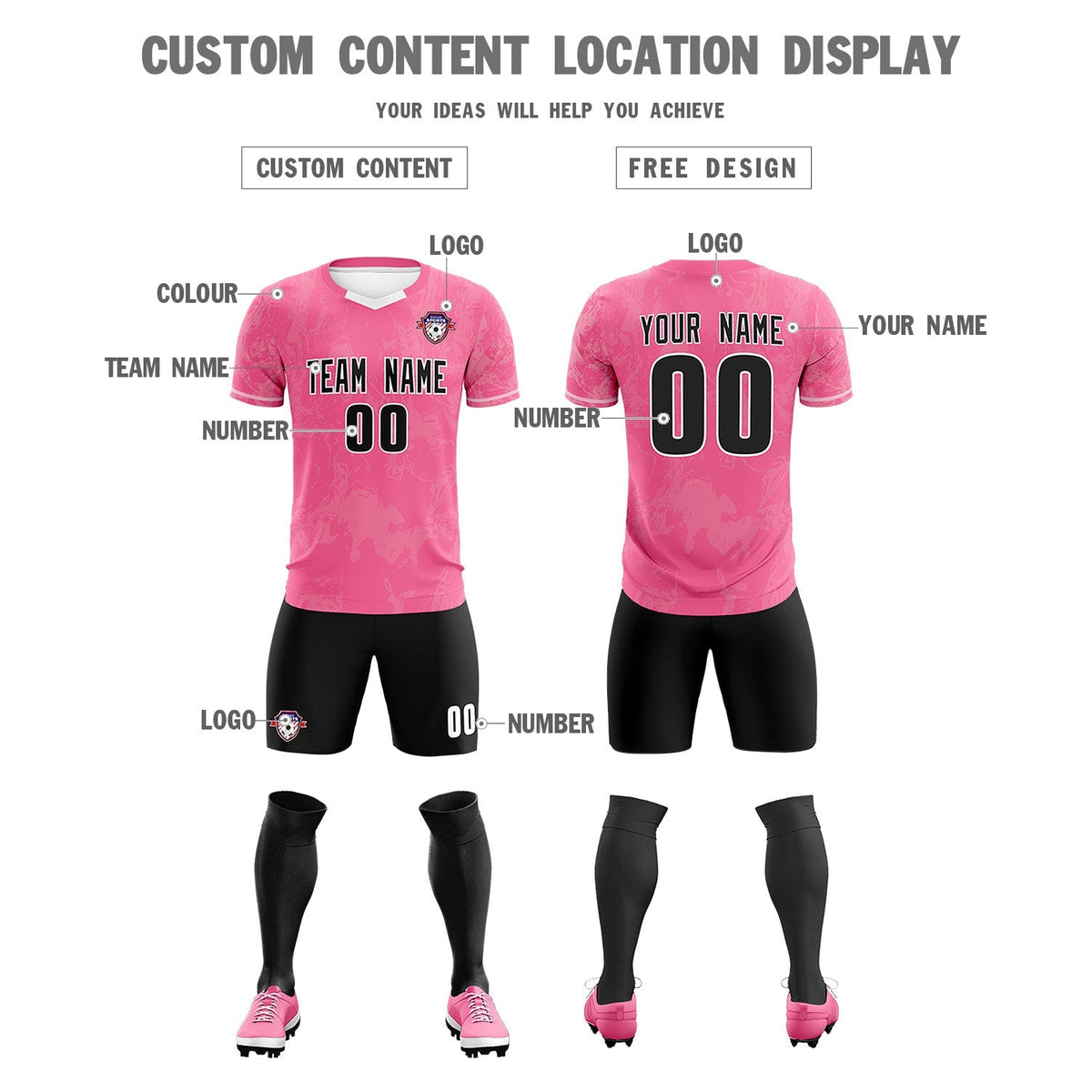 Custom Pink Classic Graffiti Pattern Sportswear Soccer Tops/Sets Jersey