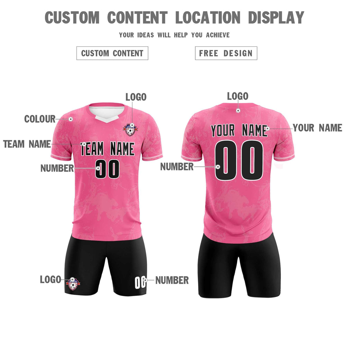 Custom Pink Classic Graffiti Pattern Sportswear Football Kit Jersey