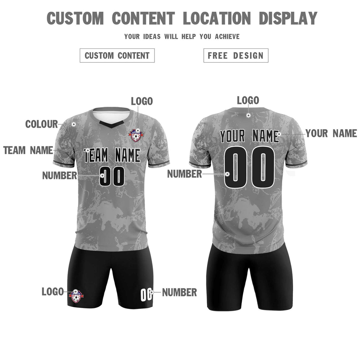 Custom Gray Classic Graffiti Pattern Sportswear Football Kit Jersey