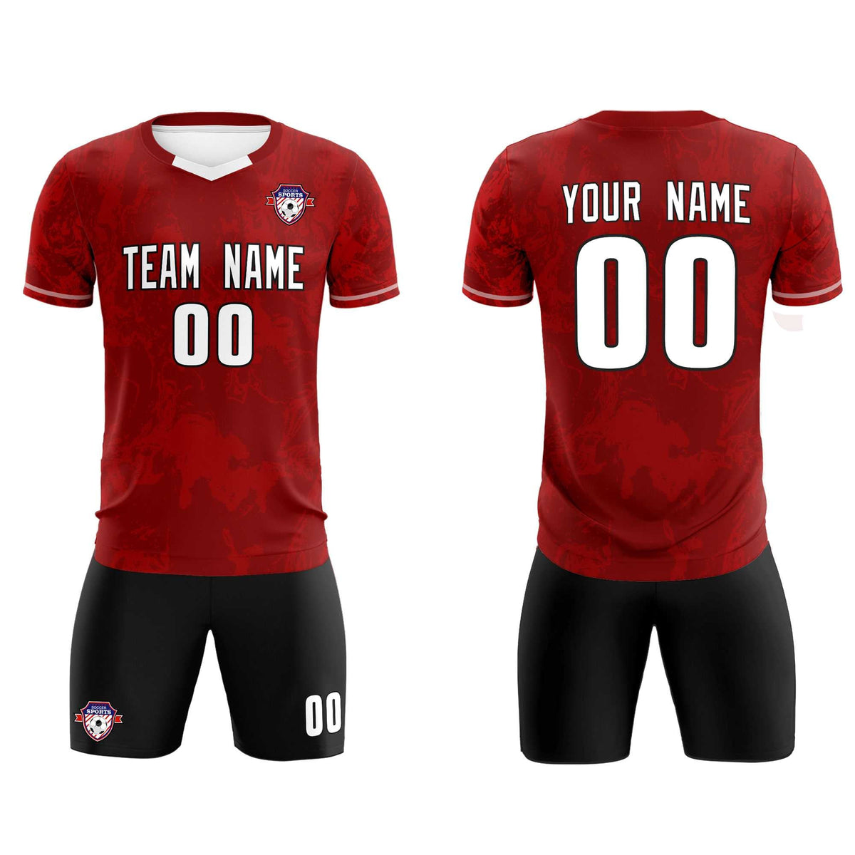 Custom Crimson Classic Graffiti Pattern Sportswear Soccer Tops/Sets Jersey