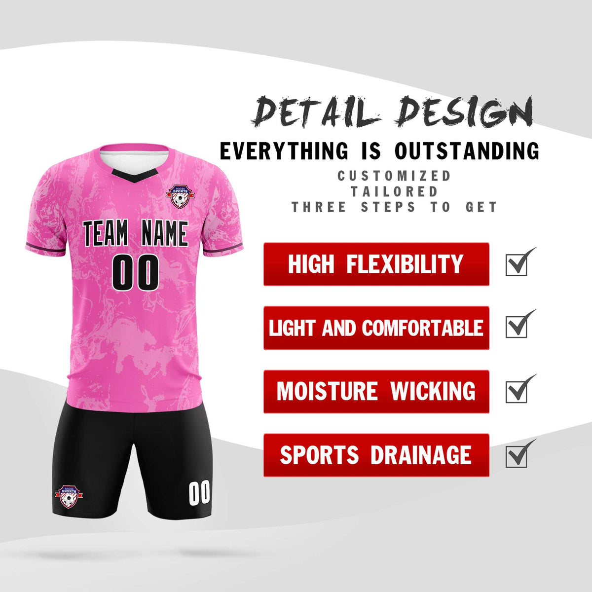 Custom Pink Classic Graffiti Pattern Sportswear Soccer Tops/Sets Jersey