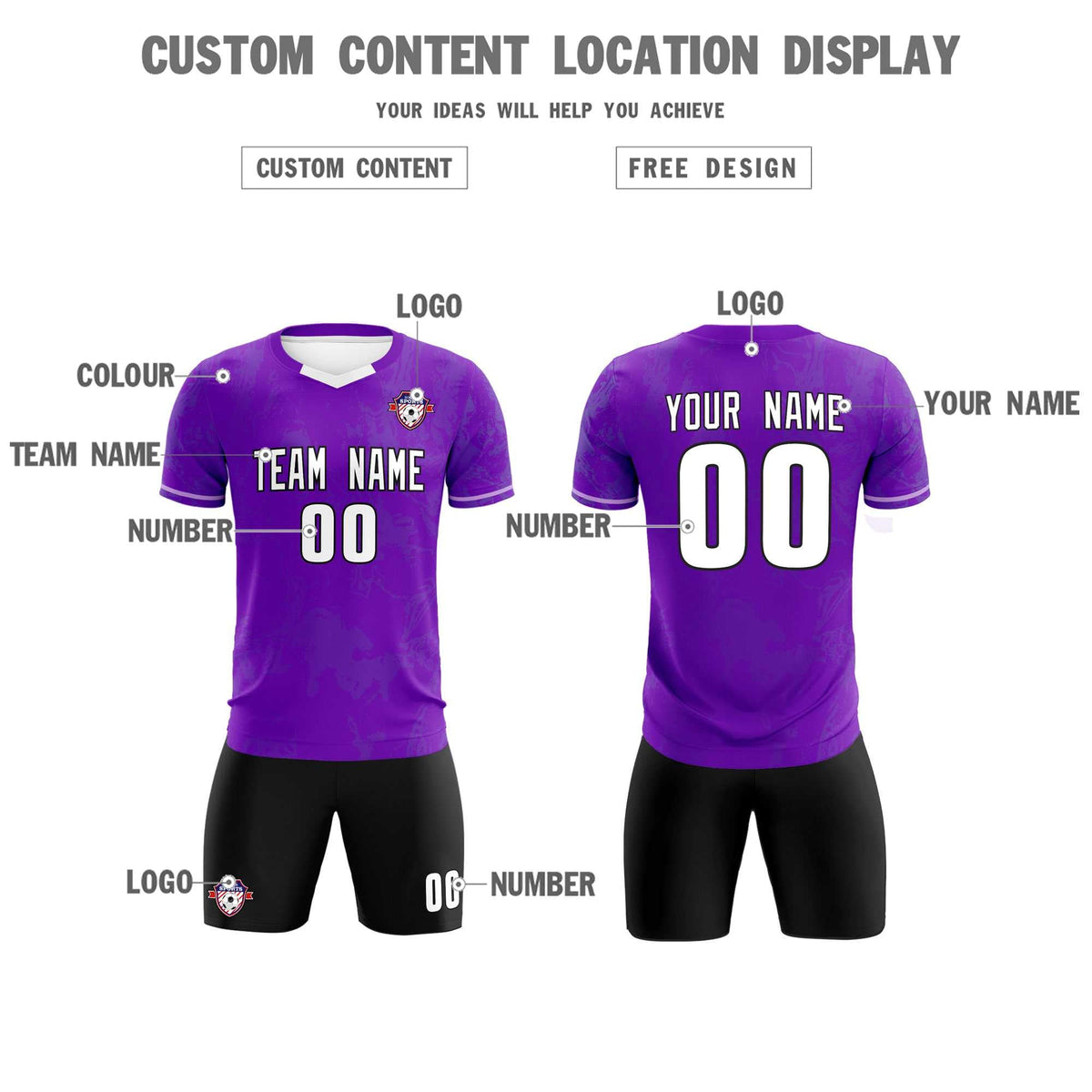 Custom Purple Classic Graffiti Pattern Sportswear Football Kit Jersey